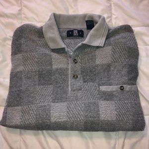 Vintage Oak Creek Men's Grey Knit Polo Sweater